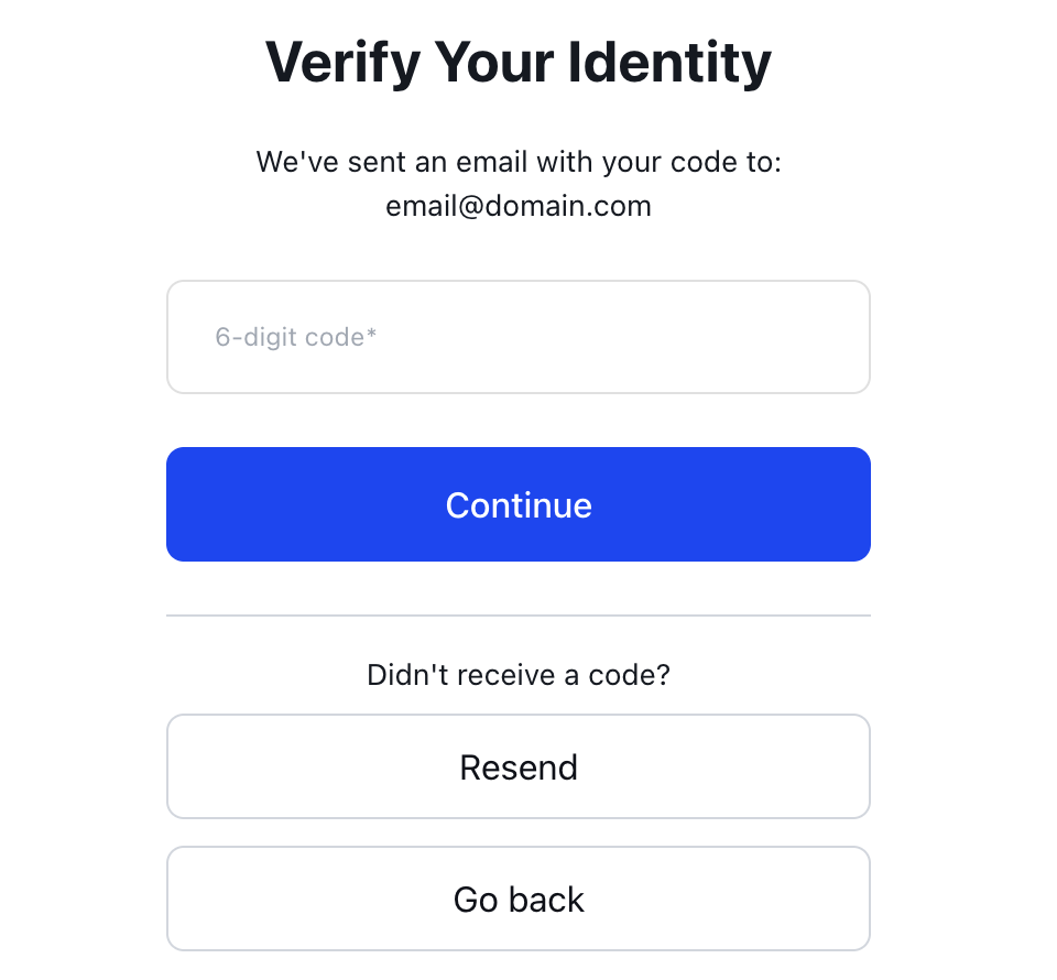 Email verification screen